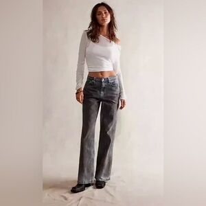 FREE PEOPLE We The Free Tinsley Baggy High Rise Straight Shadow Of Your Love 24